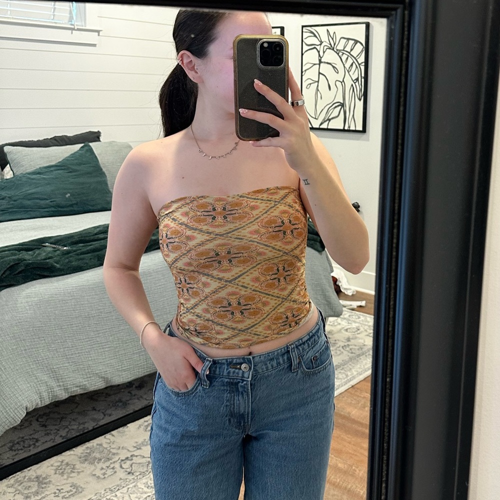 Natural Life Orange Patterned Tube Top